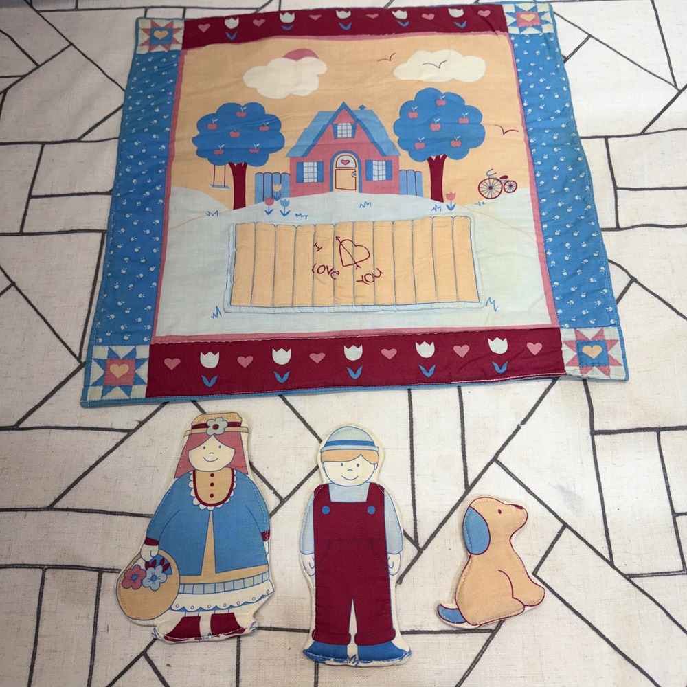Unbranded Vintage Fabric Play Mat Set‎ OS Multicolor Quilted Toy with Characters